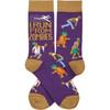 Colorfully Printed Cotton Socks - I Run From Zombies from Primitives by Kathy