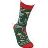 Colorfully Printed Cotton Socks - Morning Person On Dec 25th - Christmas Collection from Primitives by Kathy