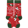 Wine Lover Colorfully Printed Cotton Socks - Is It Okay To Ask Santa For Wine from Primitives by Kathy