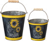 Set of 2 Tin Buckets Sunflower Design (You Are My Sunshine) from Primitives by Kathy