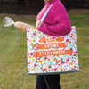 Double Sided Reusable Shopping Tote Bag - Love Grows Everywhere - Vibrant Floral Design from Primitives by Kathy