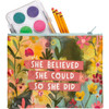 Double Sided Zipper Pouch Handbag - She Believed She Could So She Did - Colorful Floral Design from Primitives by Kathy