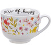 Stoneware Coffee Mug - A Cup Of Happy 20 Oz - Colorful Floral Design from Primitives by Kathy
