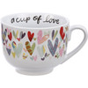Stoneware Coffee or Tea Mug - A Cup Of Love 20 Oz - Colorful Hearts Design from Primitives by Kathy