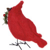 Felt Red Cardinal With Wreath Figurine - 5.5 Inch - Christmas Collection from Primitives by Kathy