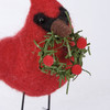 Felt Red Cardinal With Wreath Figurine - 5.5 Inch - Christmas Collection from Primitives by Kathy