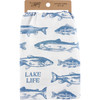 Cotton Kitchen Dish Towel - Lake Life Fish Print Design 28x28 from Primitives by Kathy