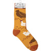 Colorfully Printed Cotton Socks - Chicken & Eggs Mismatched Design from Primitives by Kathy