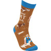 Colorfully Printed Cotton Socks - Awesome Goat Mom - Brown & Blue from Primitives by Kathy