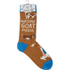 Colorfully Printed Cotton Socks - Awesome Goat Mom - Brown & Blue from Primitives by Kathy