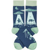 Colorfully Printed Cotton Novelty Socks - Alien UFO Abducting Cow from Primitives by Kathy