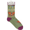 Colorfully Printed Cotton Novelty Socks - Anti-Social Butterfly from Primitives by Kathy