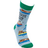 Colorfully Printed Cotton Novetly Socks - Whatever Floats Your Goat from Primitives by Kathy