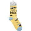 Colorfully Printed Cotton Novelty Socks - Don't Be A Buzzkill - Bumblebee Design from Primitives by Kathy