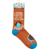 Humorous Colorfully Printed Cotton Novelty Socks - I Drink Coffee For Your Protection from Primitives by Kathy