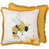 Decorative Cotton Throw Pillow - Floral Bumblebee Design 12x12 from Primitives by Kathy