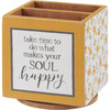 Desktop Pencil Holder Spinner - Take Time To Do What Makes Your Soul Happy - Floral Bumblebee from Primitives by Kathy