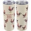 Stainless Steel Coffee Tumbler Thermos- Rise And Shine - Vintage Style Farmhouse Roosters & Chickens from Primitives by Kathy