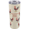 Stainless Steel Coffee Tumbler Thermos- Rise And Shine - Vintage Style Farmhouse Roosters & Chickens from Primitives by Kathy