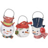 Set of 3 Wooden Glitter Hanging Christmas Ornaments- Vintage Style Snowmen from Primitives by Kathy