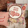 Decorative Cotton Throw Pillow - All You Need Is Love 15x15 - Retro Floral Design from Primitives by Kathy