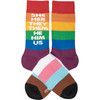 Colorfully Printed Pronoun Cotton Socks - She Her They Them He Him Us - Pride Collection from Primitives by Kathy