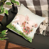 Decorative Cotton Throw Pillow - Cute Farm Piglet With Floral Wreath 12x12 from Primitives by Kathy