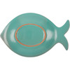 Decorative Ceramic Platter - Fish Shaped - Light Blue Glaze Finish - 9.25 In x 6 In - Beach Collection from Primitives by Kathy