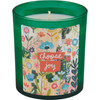 Green Glass Jar Candle - Choose Joy - Colorful Floral Design - Orange Blossom Scent - 8 Oz from Primitives by Kathy