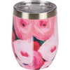 Stainless Steel Wine Tumbler Thermos - Pink Poppies 12 Oz from Primitives by Kathy