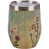 Stainless Steel Wine or Drink Tumbler Thermos - Floral Field 12 Oz - Cottage Collection from Primitives by Kathy