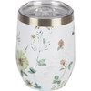 Stainless Steel Wine or Drink Tumbler Thermos - Green Florals - 12 Oz - Botanical Collection from Primitives by Kathy