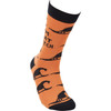 Colorfully Printed Cotton Novelty Socks - I'm That Witch - Orange & Black from Primitives by Kathy