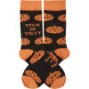 Colorfully Printed Cotton Novelty Socks - Trick Or Treat Smell My Feet Jack O Lanterns from Primitives by Kathy