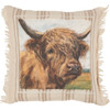 Decorative Striped Cotton Throw Pillow - Farmhouse Highland Cow 14x14 from Primitives by Kathy