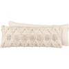 Decorative Cotton Throw Pillow - Geometric Knobby Bolster - Cream Color 30x10 - Cottage Collection from Primitives by Kathy