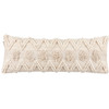 Decorative Cotton Throw Pillow - Geometric Knobby Bolster - Cream Color 30x10 - Cottage Collection from Primitives by Kathy