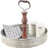 Decorative Metal Tray With Wooden Coil Handle - 12.25 Inch - Home Accents Collection from Primitives by Kathy