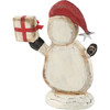 Decorative Wooden Snowman Holding Present Figurine - 5x7 - Distressed Design - Christmas Collection from Primitives by Kathy