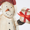 Decorative Wooden Snowman Holding Present Figurine - 5x7 - Distressed Design - Christmas Collection from Primitives by Kathy