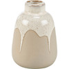 Decorative Neutral Color Ceramic Vase - White Glaze Drip - 4.5 In x 3.25 In from Primitives by Kathy