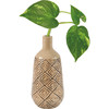 Decorative Ceramic Vase - Debossed Diamonds Pattern - Tan - 7 Inch Tall from Primitives by Kathy