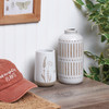 Decorative Ceramic Vase - Stripes & Dots - White Glaze Finish - 8.5 Inch Tall from Primitives by Kathy