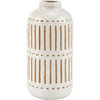 Decorative Ceramic Vase - Stripes & Dots - White Glaze Finish - 8.5 Inch Tall from Primitives by Kathy