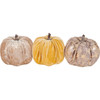 Set of 3 Velvet Pumpkin Figurines 3.5 In x 3.25 In - Various Colors - Fall & Harvest Collection from Primitives by Kathy