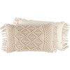 Decorative Cotton Throw Pillow - Cream Macrame Fringe 20x12 - Cottage Collection from Primitives by Kathy