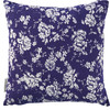 Decorative Indigo Blue Cotton Throw Pillow - Ornate White Floral Design 15x15 from Primitives by Kathy