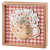 Decorative Inset Wooden Box Sign Decor - Teapot & Watercolor Florals 8x8 from Primitives by Kathy