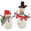 Set of 2 Felt Snowman Figurines - Joy Banner & Wreath - Christmas Collection from Primitives by Kathy