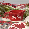Red & White Stoneware Gravy Boat - Reindeer Design - Christmas Collection from Primitives by Kathy